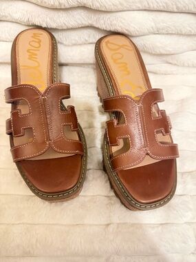 Sam Edelman Brown Leather Slide Mules